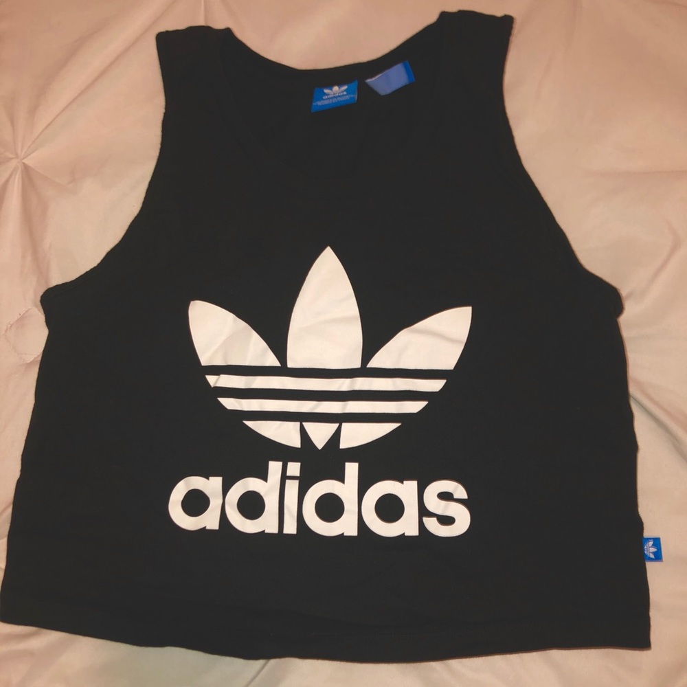 Adidas black crop tank top - worn once